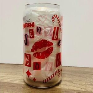 Custom Libbey glass. Mean girls themed includes bamboo lid and straw